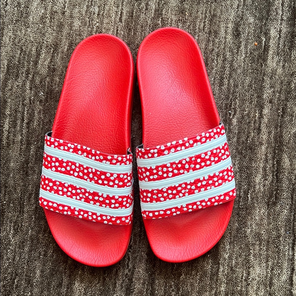 adidas Red and White Women's Sandals Slides